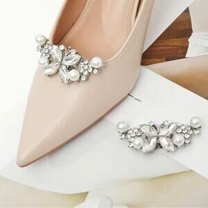 2pc Silver Embellished Rhinestone Shoe Clips – Elegant Crystal Accent for Heels,